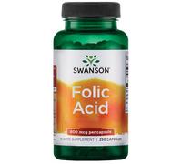 Swanson, Folic Acid, 800mcg, Vitamin B9, 250 Capsules, High-Dose, Lab-Tested, Soy-Free, Gluten-Free, GMO-Free
