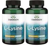 Swanson, L-Lysine, 500mg, 100 Capsules, High Dose, Soy Free, Gluten Free, Non-GMO (Pack of 2)