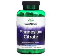 Swanson - Magnesium Citrate | Bioavailable Support for Muscles, Nerves & Bones | 200mg Elemental - 240 Tablets