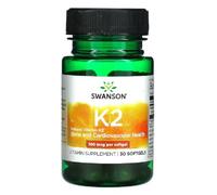 Swanson - Natural Vitamin K2 MK-7 100mcg | Menaquinone-7 from Natto | Bone & Calcium Metabolism Support - 30 Softgels
