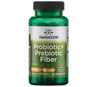 Swanson, Probiotic + Prebiotic Fibre, Bifidobacterium Lactis and Fructooligosaccharides, 500 Million CFU, 60 Vegan Cpsules, Lab-Tested, Soy-Free, Gluten-Free, GMO-Free