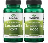 Swanson, Sarsaparilla Root, 450mg, High Dose, 60 Capsules, Lab-Tested, Soy Free, Gluten Free, Non GMO (Pack of 2)