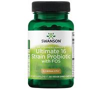 Swanson, Ultimate 16-Strain Probi with FOS, 16 Good Bacteria Strains with Fructooligosaccharides, 60 Capsules, Lab-Tested, Soy Free, Gluten Free, Non-GMO