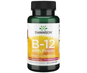 Swanson Vitamin B12 500 mcg for sucking, strawberry - 250 lozenges