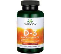 Swanson Vitamin D-3 with Coconut Oil Aid Bone & Teeth Health 2000 IU 60 Softgels