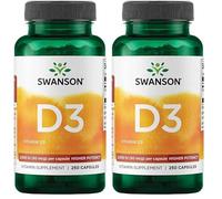Swanson, Vitamin D3 50mcg (2000 IU), Depot, 1 Capsule Every 2 Days, 250 Capsules, Highly Dosed, Soy Free, Gluten Free, GMO Free (Pack of 2)