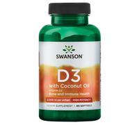 Swanson Vitamin D3 with Coconut Oil 2,000iu (50 mcg) 60 Softgels, Strong Bones
