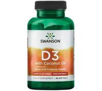 Swanson Vitamin D3 With Coconut Oil 2000iu Softgels 60 Softgels
