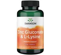 Swanson - Zinc Gluconate & L-Lysine | Immune and Skin Health - 90 Veggie Capsules