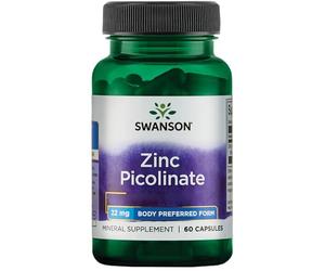 Swanson, Zinc Picolinate, with 22mg Elemental zinc, 60 Capsules, Highly Dosed, SOYA Free, Gluten Free, Non-GMO