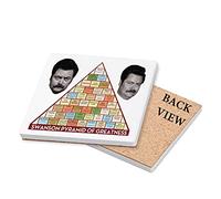 Swanson's Pyramid Of Greatness Birthday, secret santa Coaster, Tableware, Drinks Coffee-Tea Coaster. (Ceramic Coaster)