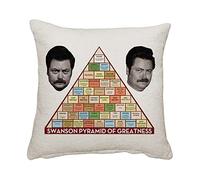 Swanson's Pyramid Of Greatness Birthday, secret santa Home decor Linen Throw Pillow/Cushion. (Linen Cushion Cover)