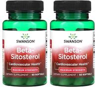 Swansons Swanson - Beta-Sitosterol, Maximum Strength | Prostate and Cholesterol Support - 60 Capsules (Pack of 2)