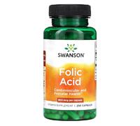 Swansons Swanson - Folic Acid 400mcg | Essential B Vitamin for Cell Division & Maternal Health | 250 Capsules