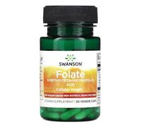 Swansons Swanson - Quatrefolic Folate 800mcg | Active 4th Generation Methylfolate | Bioavailable Vitamin B9 Support - 30 Capsules
