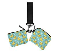 Swap Wallet Card Cases Yellow Rubber Ducks Blue Cute Bubbles Slim Removable Coin Purse Wallet Purse with Zipper Pocket for Men Women 2 Pack, Yellow Rubber Ducks Blue Cute Bubbles, 4.13" x 3.51" &