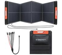 SWAREY 100W Foldable Solar Panel, Portable Monocrystalline Solar Charger with 60W USB-C PD Fast Charging & Ray Tracer, Compatible with Power Station, Phone, Tablet, Laptop for Camping & RV