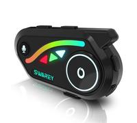 SWAREY Motorcycle Intercom, 1000M 2-Way Motorbike Intercom with Noise Cancellation, Music Sharing, Voice Assistant, FM Radio, IP67 Waterproof Motorcycle Bluetooth Headset for 2 Riders (1 Pack)