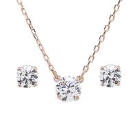 Swarovksi Womens Stilla Attract Pendant Necklace and Earrings set Round cut White Rose gold-tone plated 5616233