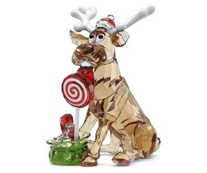 Swarovski 2023 Holiday Cheers Dulcis Reindeer, Multi-Coloured Crystal Facets and White Lacquered Metal, from the Holiday Cheers Collection
