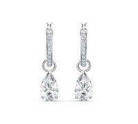 Swarovski 5563119 Attract Pear Mini Hoop Pierced Earrings, White - Rhodium Plated