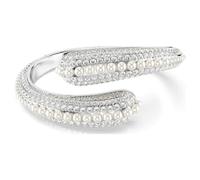 Swarovski 5692106 Sublima Rhodium Plated Crystal Pearl Round Cut Cuff Bracelet for Women, White, One Size, Crystal, No Gemstone