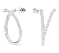 Swarovski Dextera Hoop Earrings, White Round Cut Crystals in a Rhodium Plated Setting, One Size