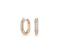 Swarovski Hoop Earrings Dextera 5743798 Octagon Shape Round Cut Small White Rose Gold-Tone Plated