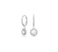 Swarovski Angelic Drop Pierced Earrings with clear crystals on a Rhodi