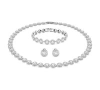Swarovski Angelic set, Round cut, White, Rhodium plated
