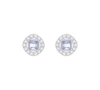 Swarovski Angelic stud earrings, Square cut, Blue, Rhodium plated