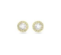 Swarovski Angelic Stud Earrings - White Round-Cut Crystals, Gold-Tone Plated, 1 cm