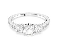 Swarovski Stilla Rhodium Plated Round Cut White Crystal Ring - Size 55 - Crystal / Rhodium Plated