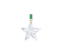 Swarovski Annual Edition 2023 Little Star Ornament, White Crystal, Gold-Tone Plated Accents and Green Grosgrain Ribbon, from the Annual Edition