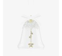 Swarovski Annual Edition Bell Ornament 2025, Glass Bell with Clear Faceted Crystal Stars, Champagne Gold-Tone Metal Accents & White Grosgrain Ribbon, Part of the Swarovski Annual Edition Collection