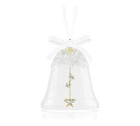 Swarovski Annual Edition Bell Ornament 2025, Glass Bell with Clear Faceted Crystal Stars, Champagne Gold-Tone Metal Accents & White Grosgrain Ribbon, Part of the Swarovski Annual Edition Collection