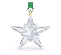 Swarovski Annual Edition Little Star Ornament 2025, Clear Faceted Crystal Star with Champagne Gold-Tone Metal Accents & Green Grosgrain Ribbon, Part of the Swarovski Annual Edition Collection