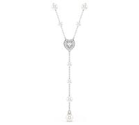Swarovski Ariana Grande x Y necklace, Mixed cuts, Heart, White, Rhodium plated