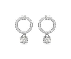 Swarovski Attract Circle Pierced Earrings with Circle Cut Crystals and matching Pav? on a Rhodium Plated Post with Butterfly Back Closure