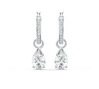 Swarovski Attract drop earrings, Pear cut, White, Rhodium plated