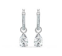 Swarovski Attract drop earrings, Pear cut, White, Rhodium plated