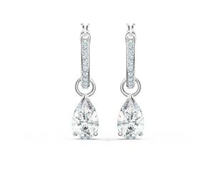 Swarovski Attract drop earrings, Pear cut, White, Rhodium plated
