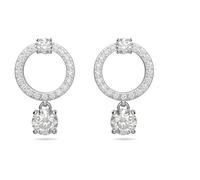 Swarovski Attract hoop earrings, Circle, White, Rhodium plated