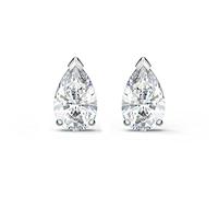 Swarovski Attract Pear Shaped Stud Pierced Earrings with clear crystals on a Rhodium Plated Post with a Butterfly Back closure