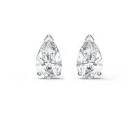 Swarovski Attract Pear Shaped Stud Pierced Earrings with clear crystals on a Rhodium Plated Post with a Butterfly Back closure