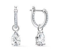 Swarovski Attract Pearl Mini Hoop Drop Earrings Crystal, Rhodium Plated 5563119