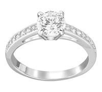 Swarovski Attract ring, Round cut, Pavé, White, Rhodium plated