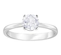 Swarovski Attract ring, Round, White, Rhodium plated