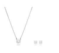 Swarovski Attract set, Round, White, Rhodium plated