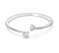 Swarovski Attract Soul bangle, Heart, White, Rhodium plated, L